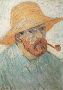 Vincent Van Gogh Self-Portrait with Pipe and Straw Hat (nn04) oil painting picture wholesale